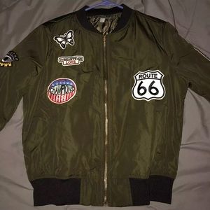 Olive green bomber jacket